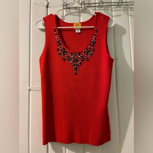RUBY RD. red sleeveless sweater-X-large like new - Picture 1 of 5